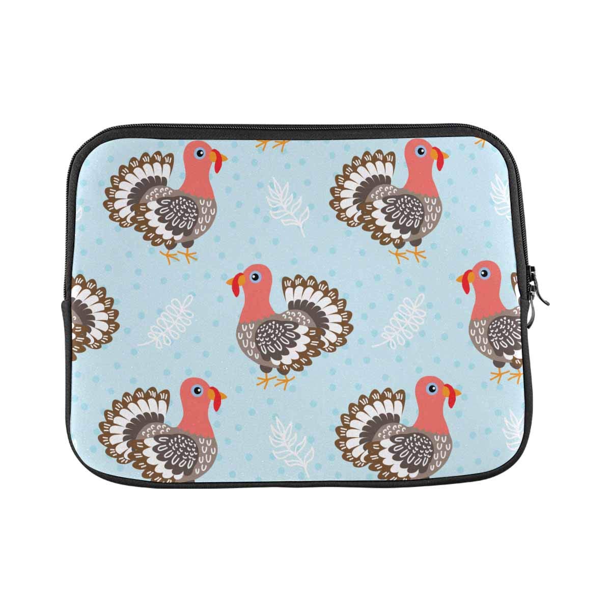 INTERESTPRINT 13.3 Inch Cute Cartoon Turkey Laptop Sleeve Case - Protective Notebook Computer Pouch Bag for MacBook, Chromebook & Ultrabooks - Perfect for School, Office & Travel