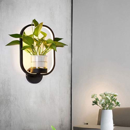 Modern Geometric Metal Wall Sconce with Acrylic Lampshade & Flower Pot - Minimalist Headboard Lamp, Bedside Night Light for Bedroom, Living Room, Hallway (No Plants Included) - Perfect for Ambient Lighting, Reading Nook & Home Decor Accent