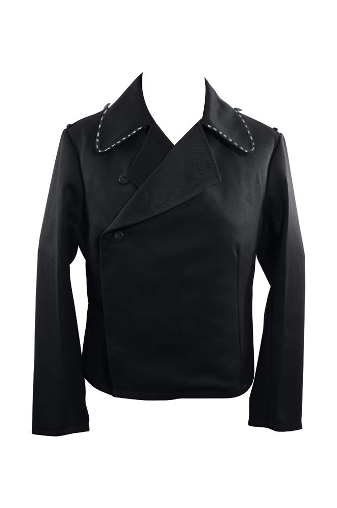 Original German WWII Heer Pionier Panzer Black Gabardine Wrap Jacket - Authentic Military Uniform for Reenactment, Cosplay & Historical Collectors