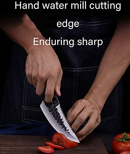 Viking Forged High Carbon Steel Boning Knife - Serbian Jagged Fish Scale Design - Professional Butcher & Kitchen Knife Set for Meat Cutting, Fish Filleting & Cooking | BY ZZYY | Perfect for Home Chefs, BBQ Enthusiasts & Professional Kitchens