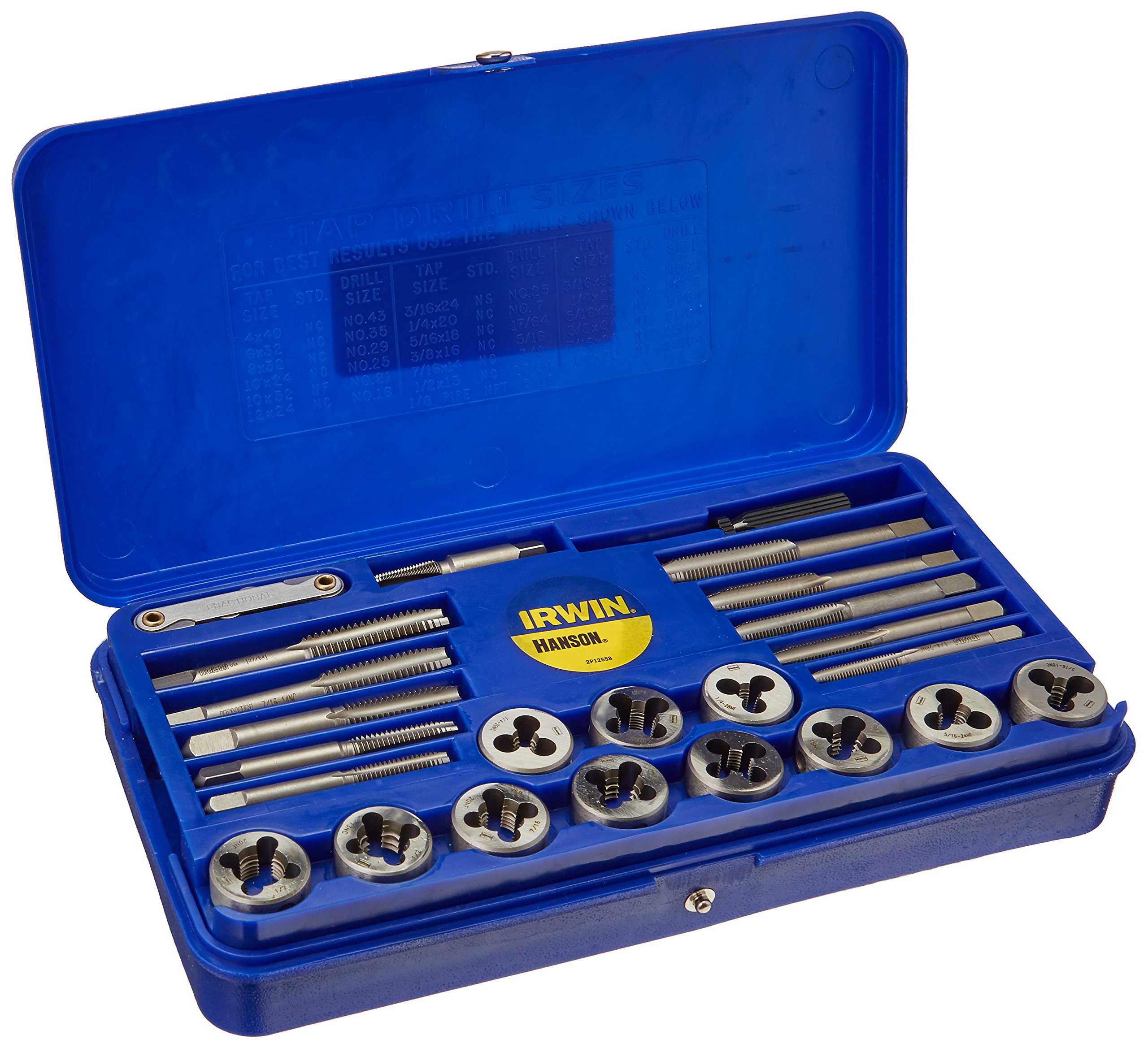 Irwin Industrial Tools 23614 39-Piece Machine Screw Set with Fractional Tap & Solid Round Die - Perfect for Metalworking, DIY Projects & Automotive Repairs