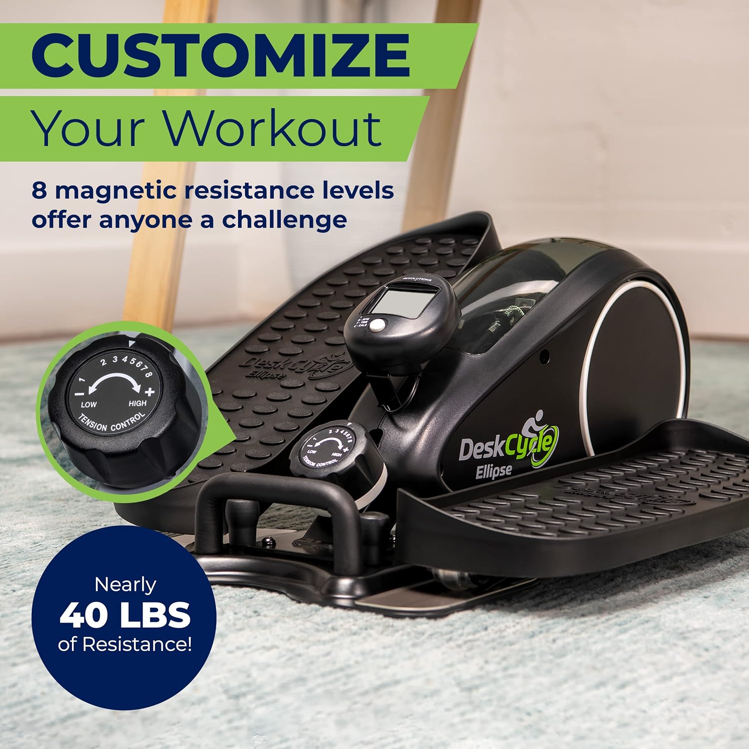 VIVO DeskCycle Under Desk Elliptical Machine - Compact Leg Exerciser for Home & Office Workouts - Perfect for Sedentary Workers & Fitness Enthusiasts