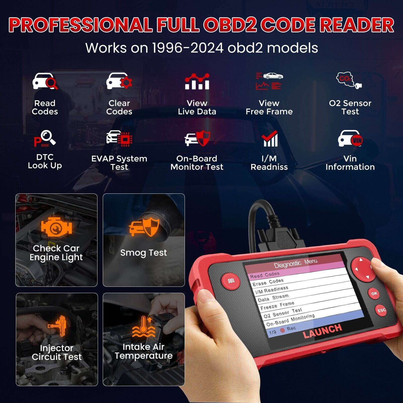 2025 LAUNCH CRP123 V2.0 Elite OBD2 Scanner - Professional Car Diagnostic Tool for Engine, ABS, SRS & Transmission | Airbag Code Reader with Oil Reset, Throttle Relearn & SAS Calibration | Lifetime Free Updates | Perfect for Mechanics & DIY Auto Repair
