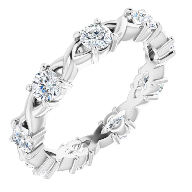 0.90 Carat Round Diamond Twist Eternity Band Ring - 14K White Gold Wedding Anniversary Gift for Her