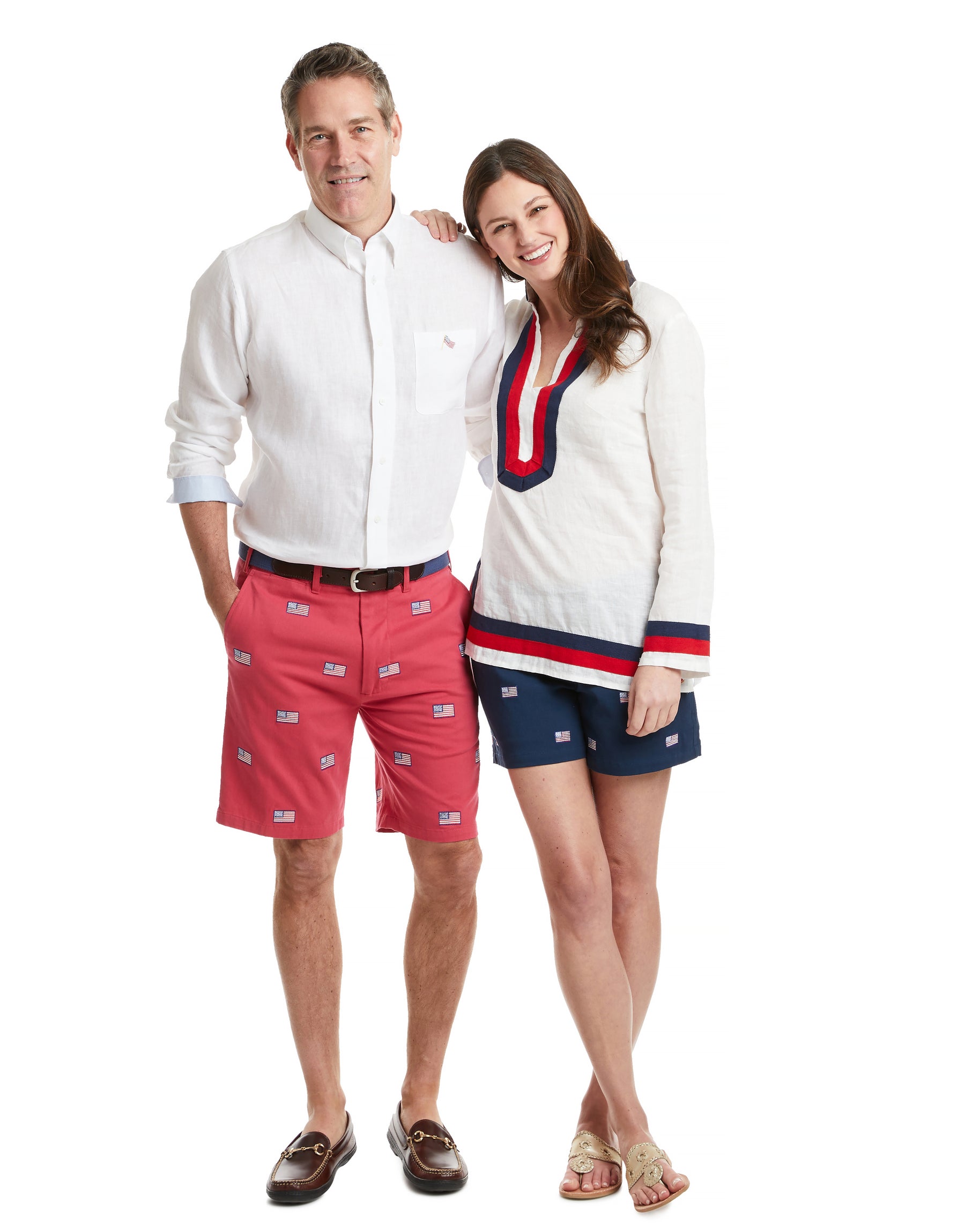 Cisco Short Hurricane Red with American Flag - Patriotic Men's Casual T-Shirt for 4th of July, BBQ, and Outdoor Events
