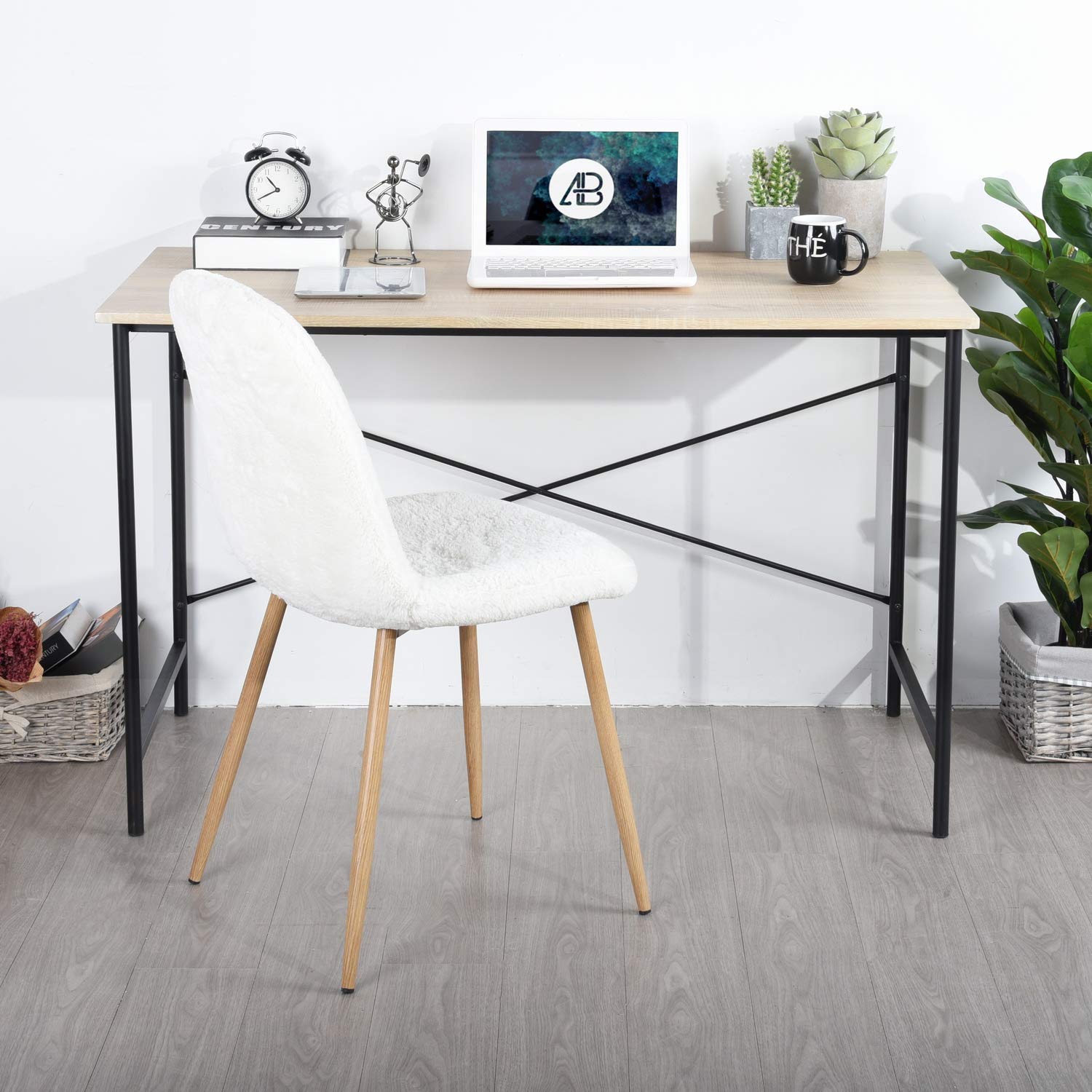 HOMYLIN Light Oak Black Office Desk - Computer Workstation, Gaming Desk, Writing Table for Home & Office Use | Perfect for Remote Work, Study & Gaming Setup