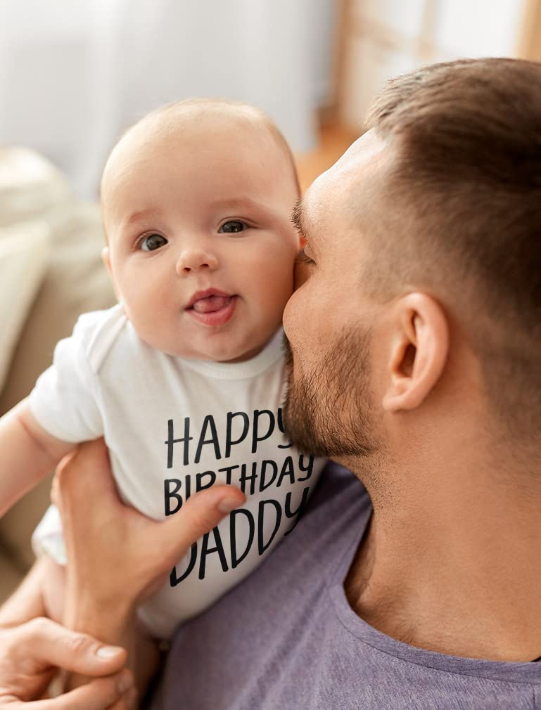Happy Birthday Daddy Bodysuit - Cute Baby Boy Girl Gift from Son Daughter | Newborn Infant Outfit for Birthday Parties & Family Photos