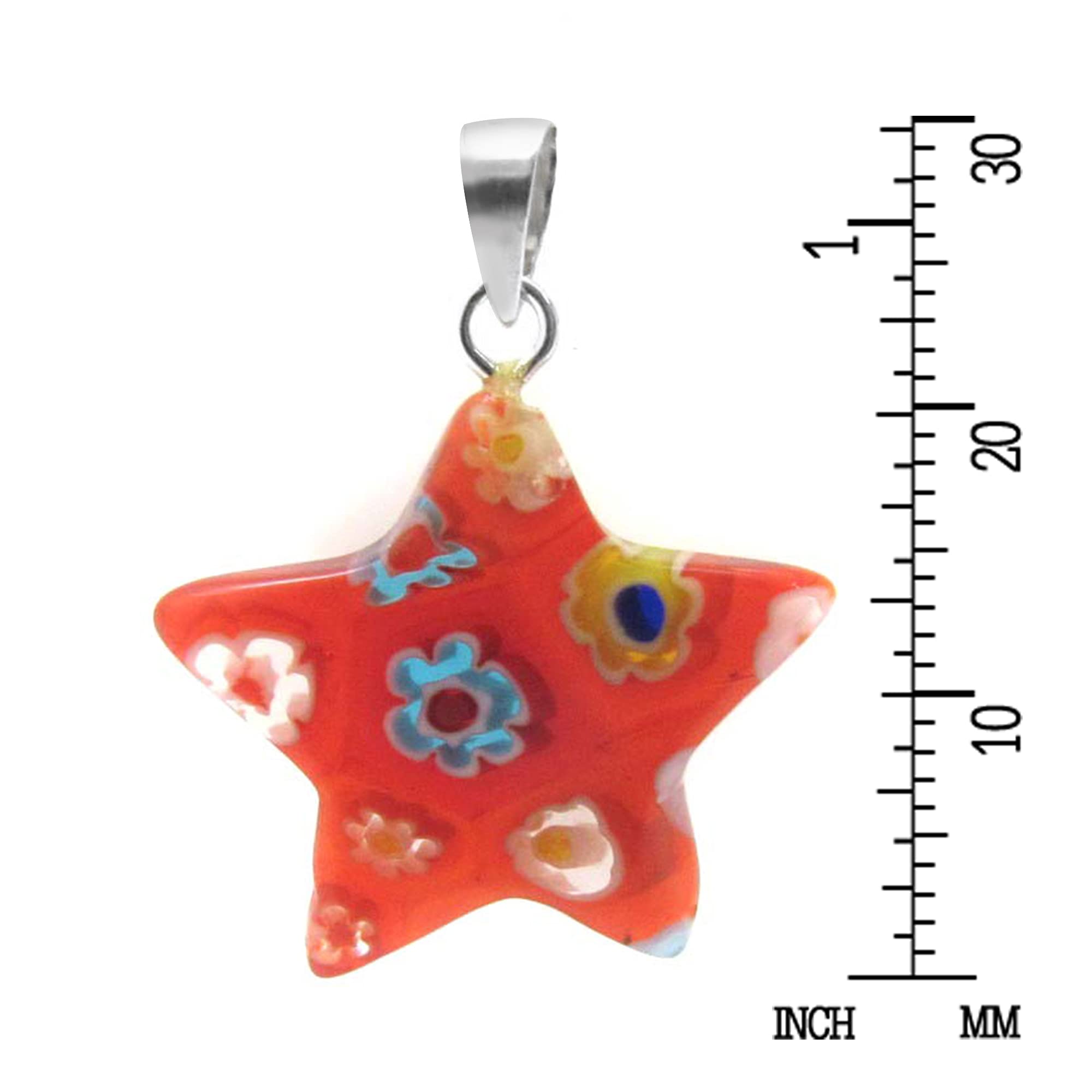 AeraVida Red Star Glass Silver Pendant for Teens - Gift & Fashion Jewelry