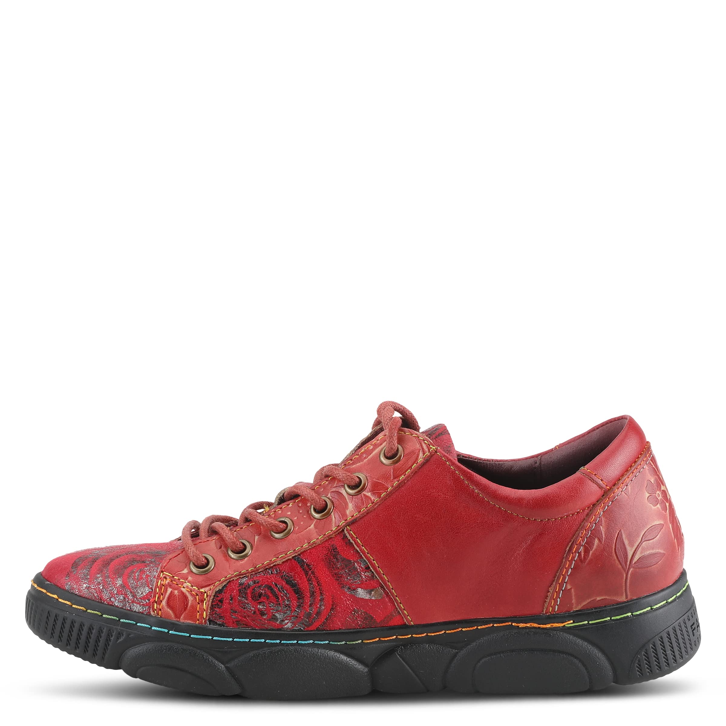 Spring Step L'Artiste Danli-Bloom Women's Sneakers with Adjustable Metal Zipper - Comfortable Casual Shoes for Walking, Travel & Outdoor Activities - Red Multi EU 37 / US 6.5-7