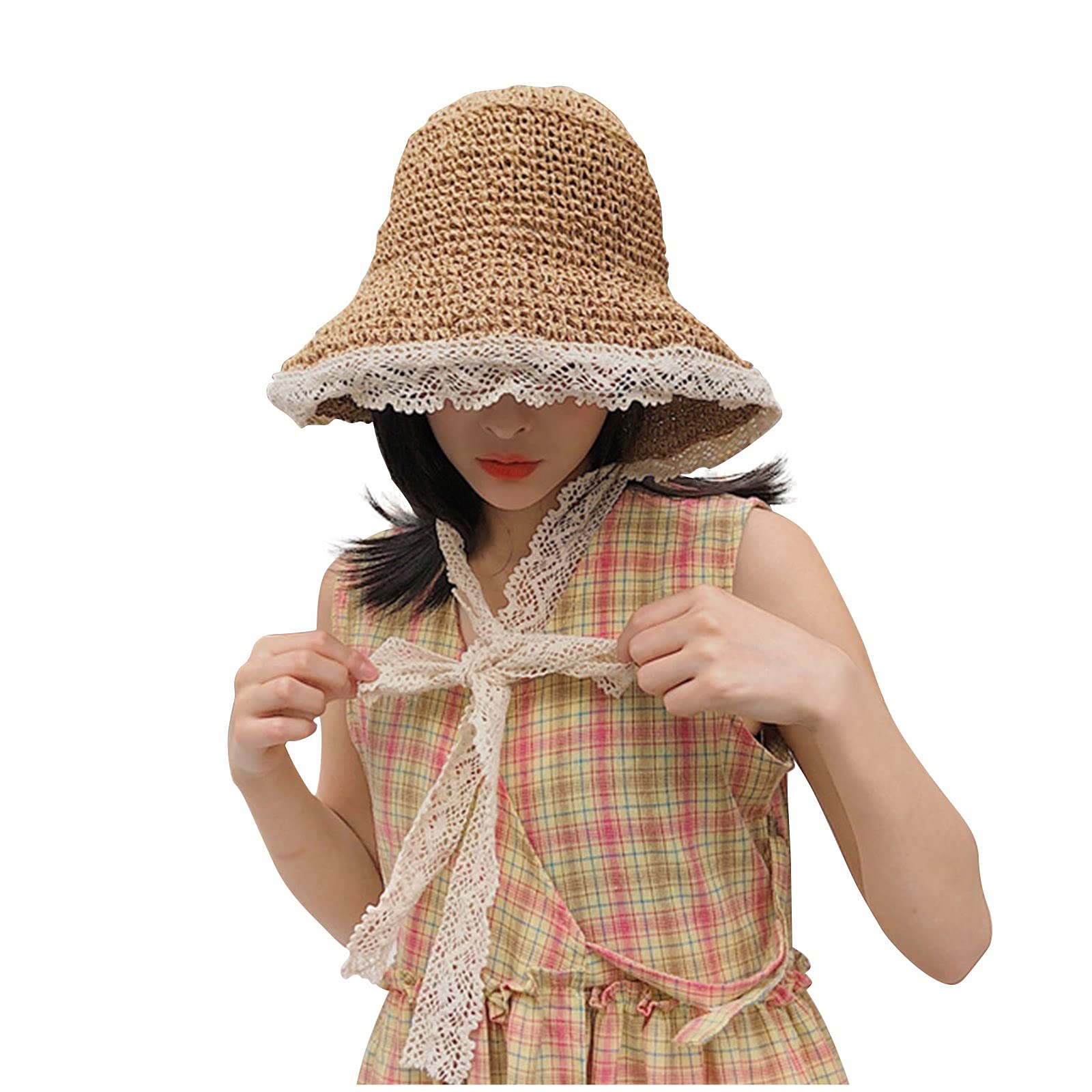 Stylish Women's Sun Hat with Wide Brim - UPF 50+ UV Protection, Breathable Lace Design for Beach, Outdoor & Summer Activities | Casual Sunshade Hat for Gardening, Travel and Vacation