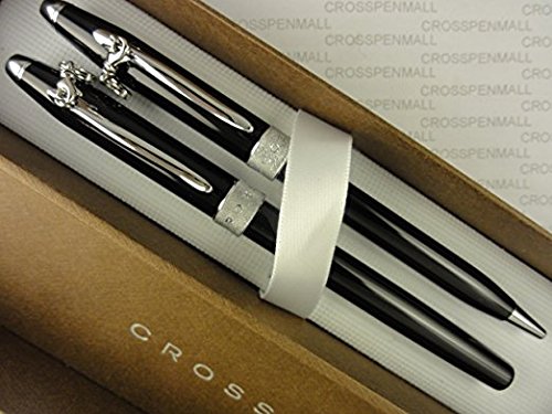 Pearlescent Black Lacquer & Glittering Pavé Rolling Ball Pen Set - Elegant Ballpoint Pens for Him & Her, Perfect Gift for Anniversaries, Weddings & Special Occasions