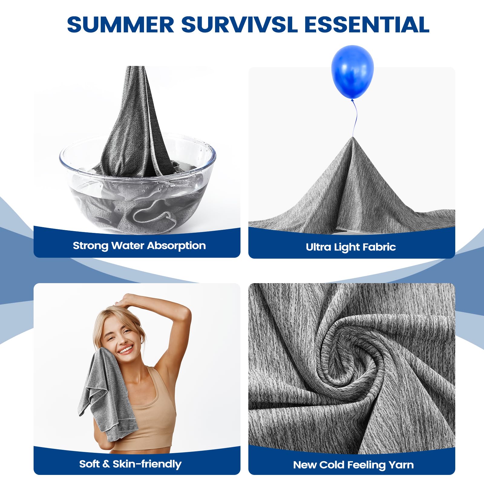 **6 Pack Cooling Towels for Neck & Face (40