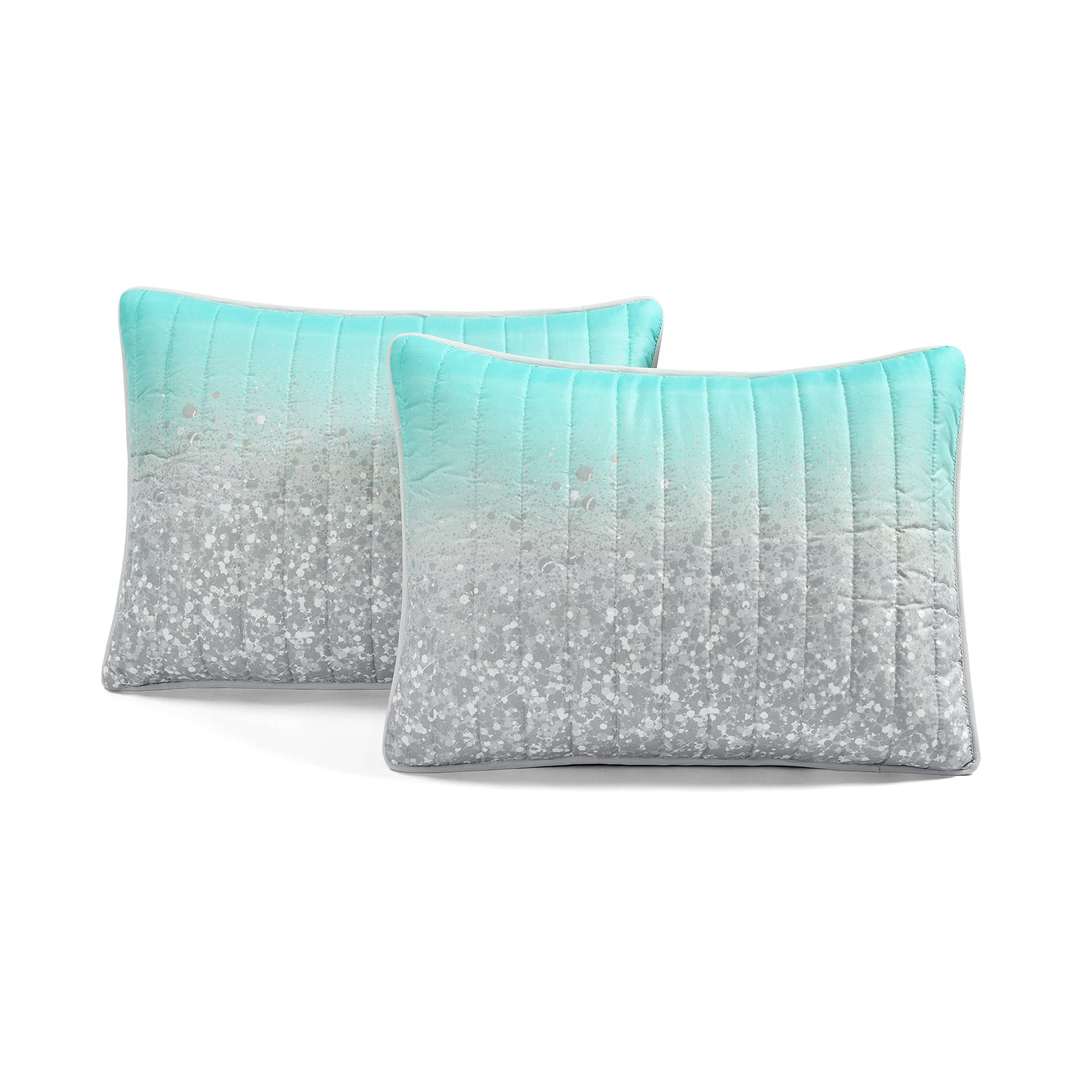 Lush Glitter Ombre Quilt Set - Twin, Aqua Gray for Bedroom Decor