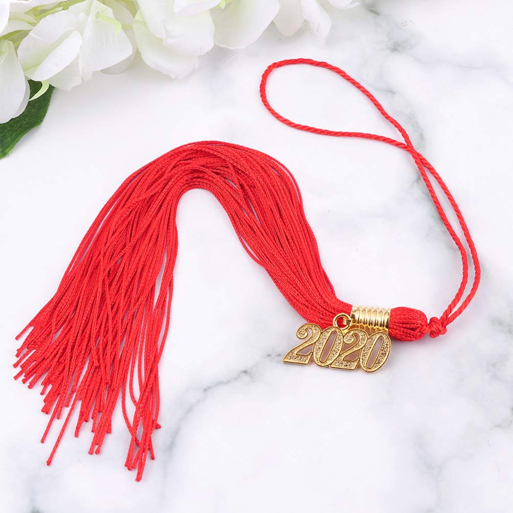 Amosfun 2020 Graduation Tassel with Year Charm - 4PCS Red Graduation Cap Tassels for Graduation Party Decorations & Ceremony - Perfect for High School, College Commencement & Graduation Photo Props