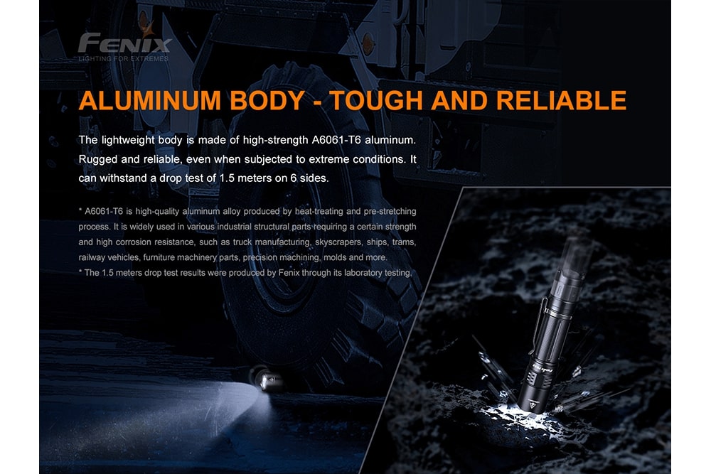 Fenix PD32 V2.0 LED Flashlight - 1000 Lumens, Rechargeable, Compact Tactical Light for Camping, Hiking & Emergency Use