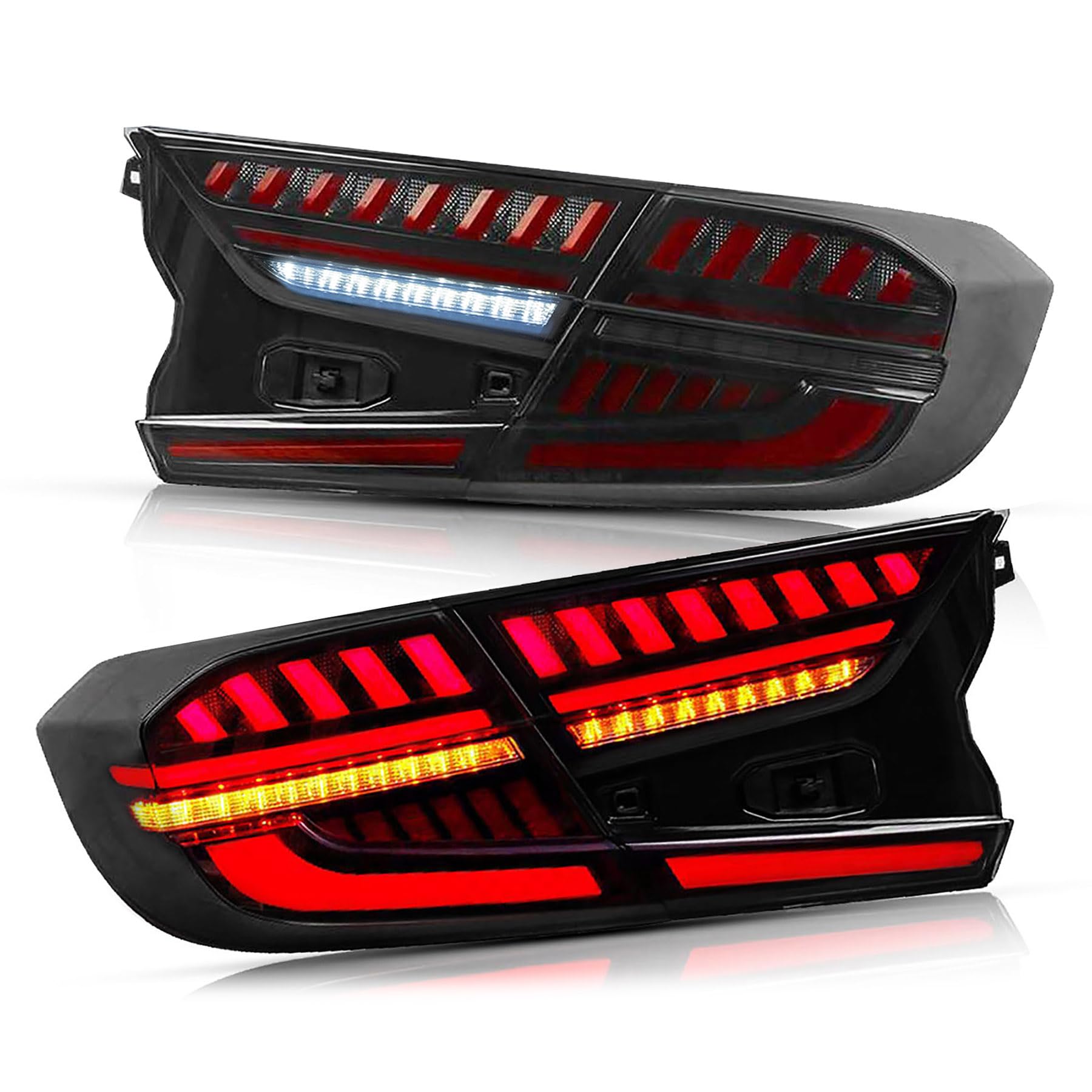 VLAND LED Tail Lights for Honda Accord 10th Gen 2018-2022 - Smoked/Tinted Sequential Turn Signals with Dynamic Animation & Breathing DRL - Rear Lamps Pair (4Pcs) - Perfect for Night Driving & Car Customization