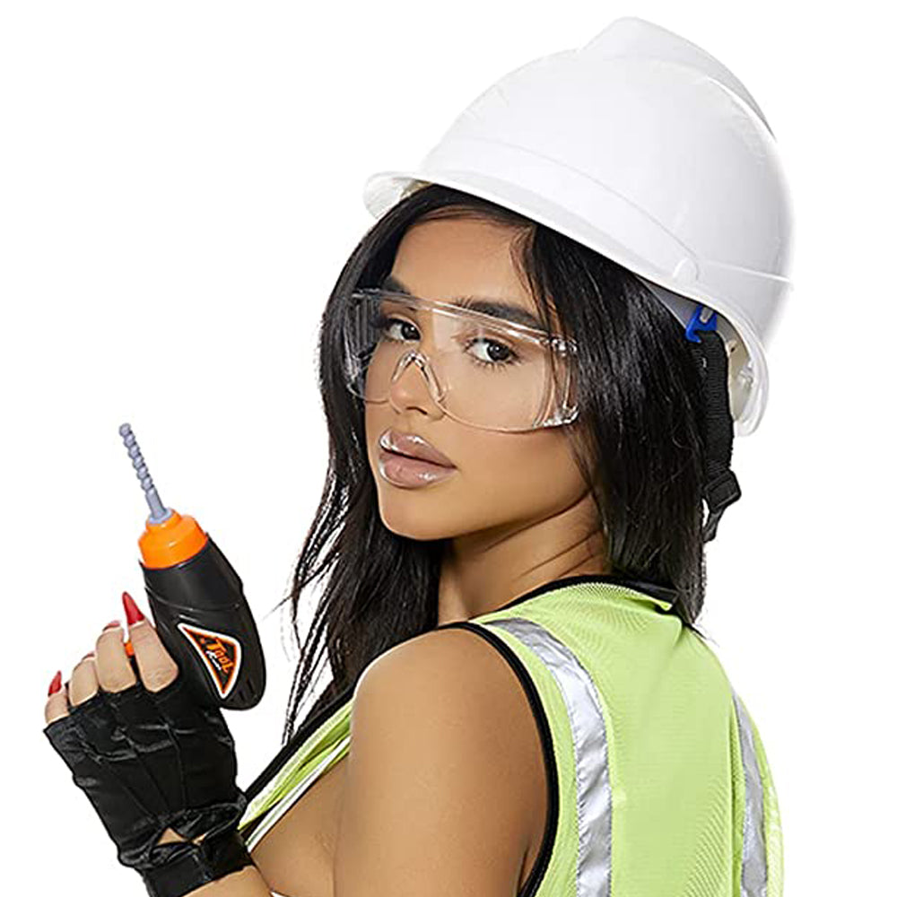 Playful Construction Worker Costume with Hard Hat - Perfect for Halloween, Cosplay & Themed Parties