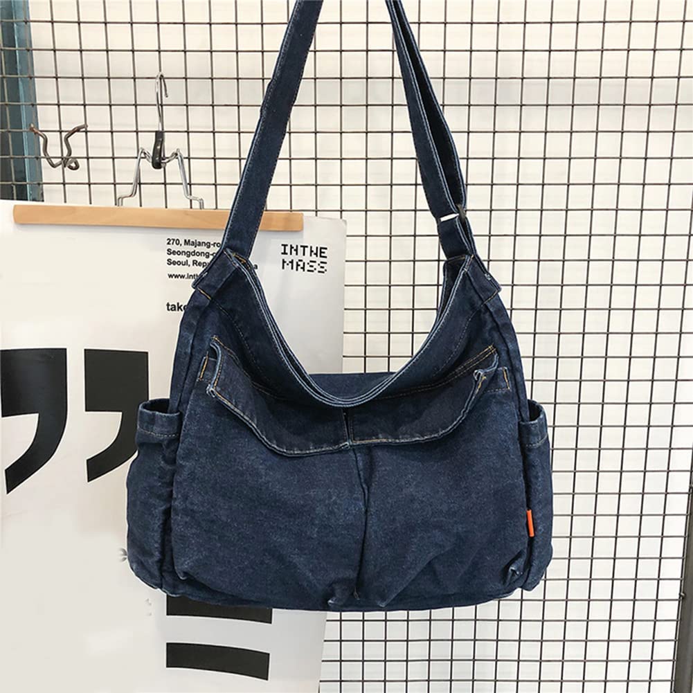 JQWSVE Large Canvas Messenger Bag for Women & Men - Crossbody Hobo Tote with Multiple Pockets | Perfect for Work, Travel & Daily Commute