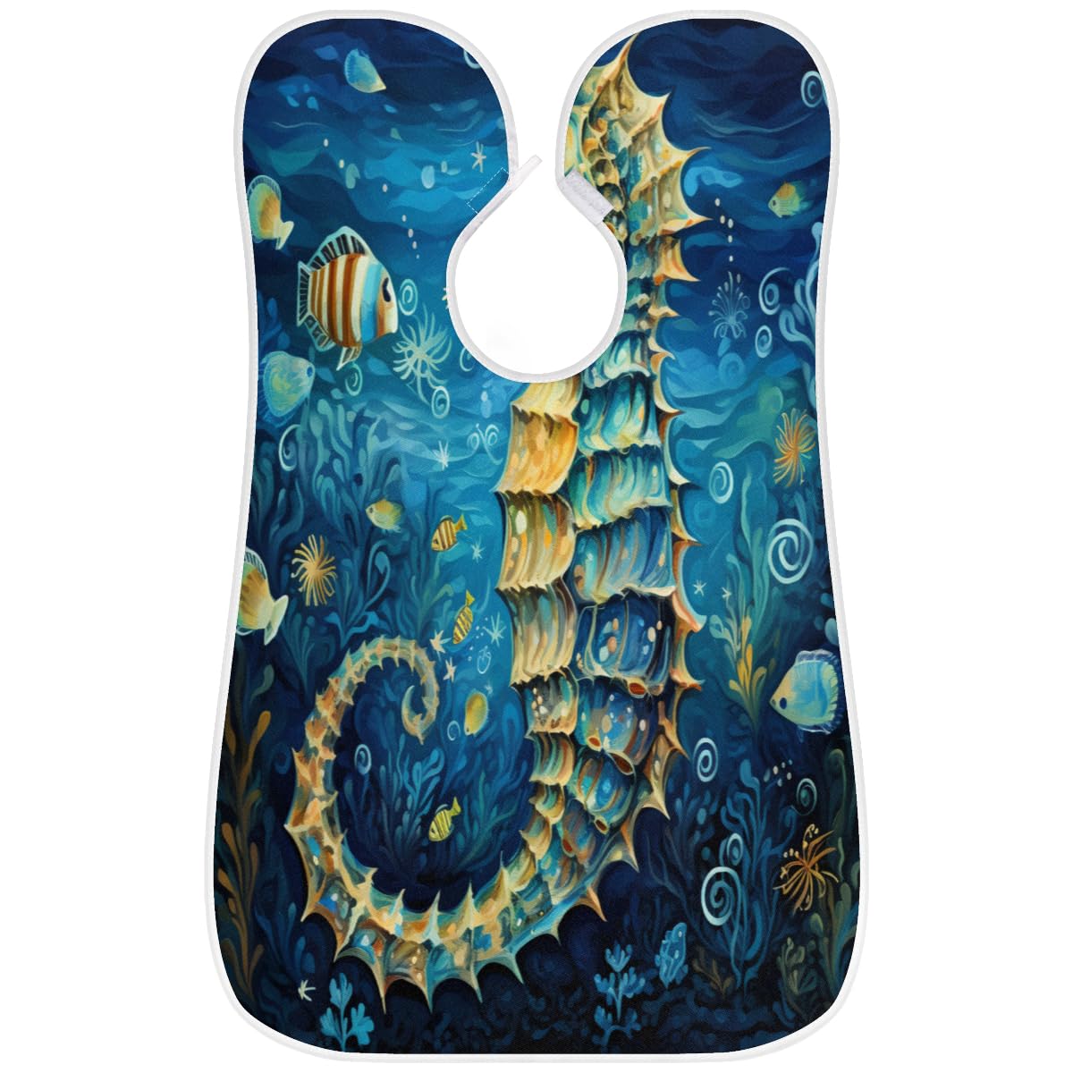Waterproof Seahorse Beard Shaving Bib for Men - Artist Apron for Hair Dye & Makeup - Hair Cutting Cape for Barbers - Sink Hair Catcher for Beard Trimming & Lineup (Perfect for Salon, Home Grooming & Barber Gifts)