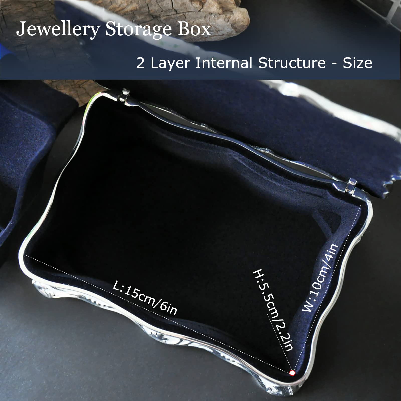 2-Layer Retro Jewelry Box Organizer for Women - Silver Jewelry Storage Case & Display Holder | Perfect for Desktop, Party Makeup, and Gift Giving