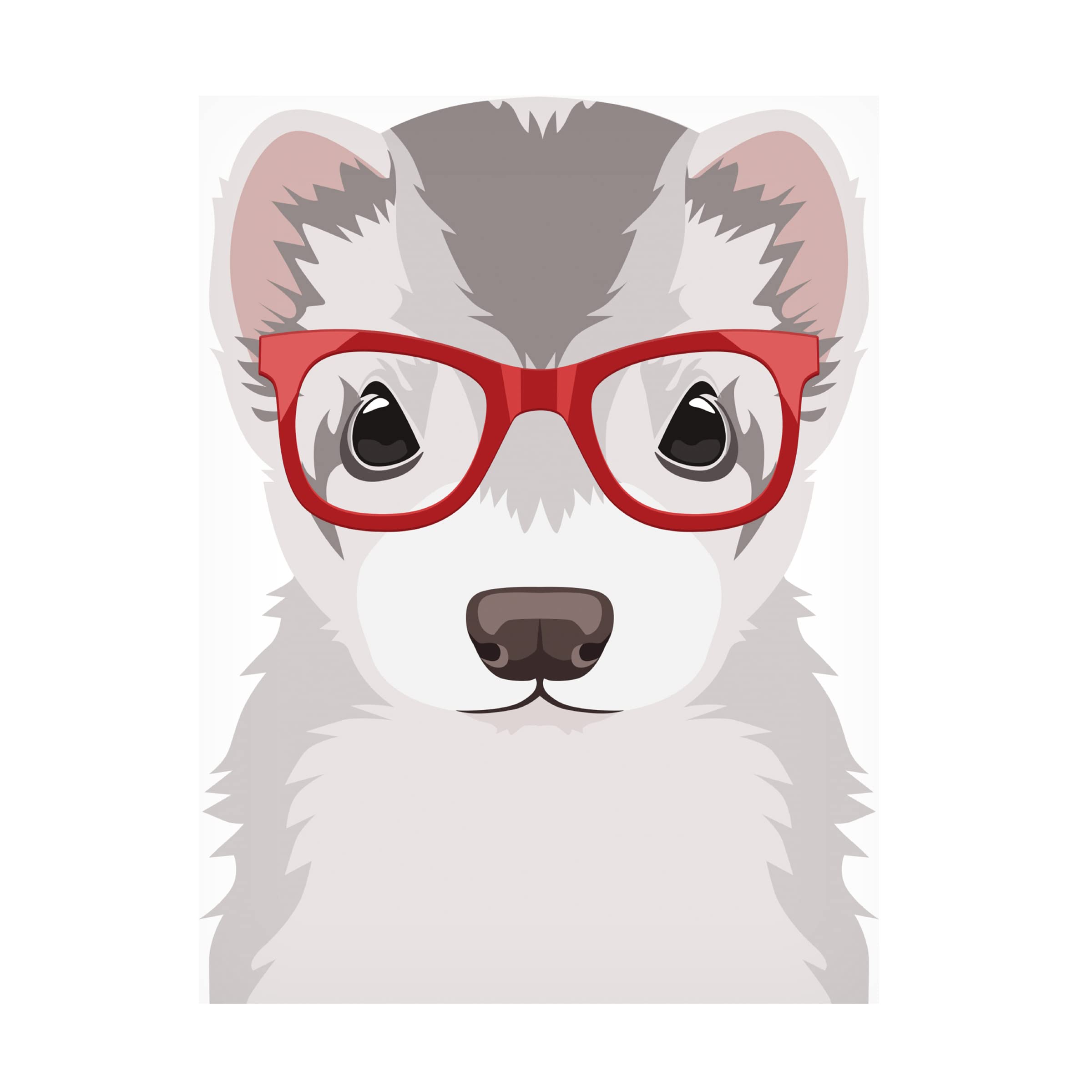 Ferret Wearing Hipster Glasses Canvas Wall Art Print - Funny Animal Home Decor for Living Room, Bedroom & Office - Unique Gift for Pet Lovers