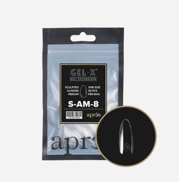 Apres Gel X Refill Tips 2.0 (50pcs) - Sculpted Medium Almond Nail Extensions for Professional & DIY Gel Manicures | Perfect for Salon, Home Use & Special Occasions