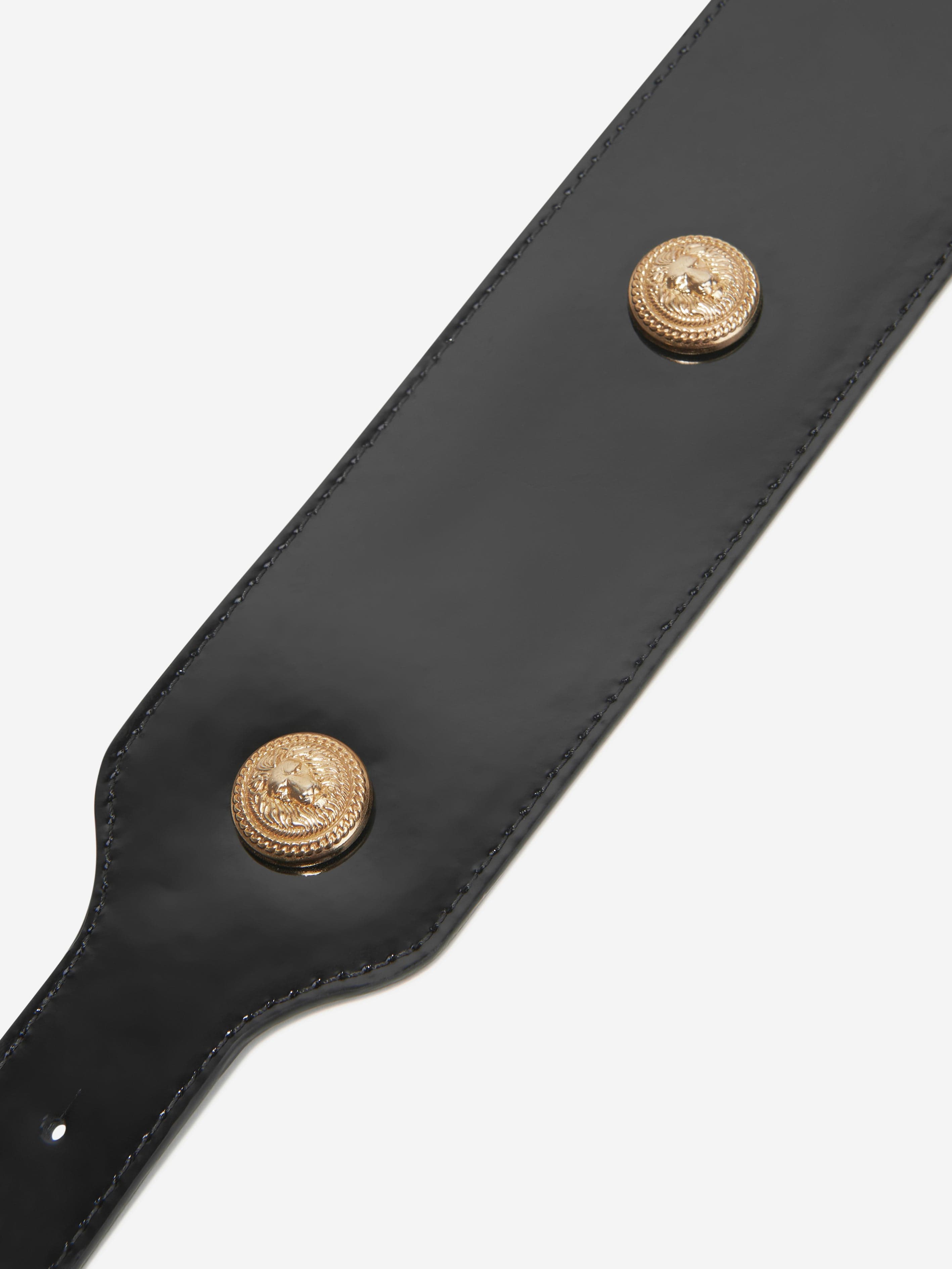Balmain Black Varnished Leather Belt for Girls - Stylish & Durable Fashion Accessory for School, Parties & Everyday Outfits