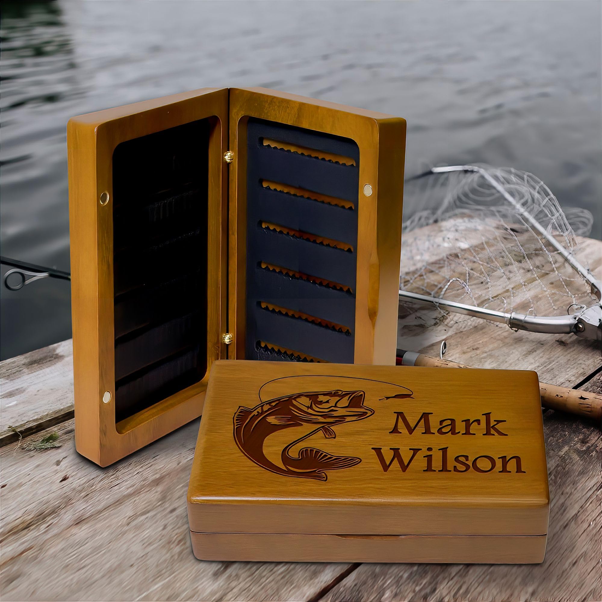 Personalized Laser Engraved Fishing Tackle Box - Durable Jig Storage Organizer with Custom Name Engraving - Perfect Gift for Fly Fishermen & Anglers - Ideal for Bass Fishing, Ice Fishing & Outdoor Adventures