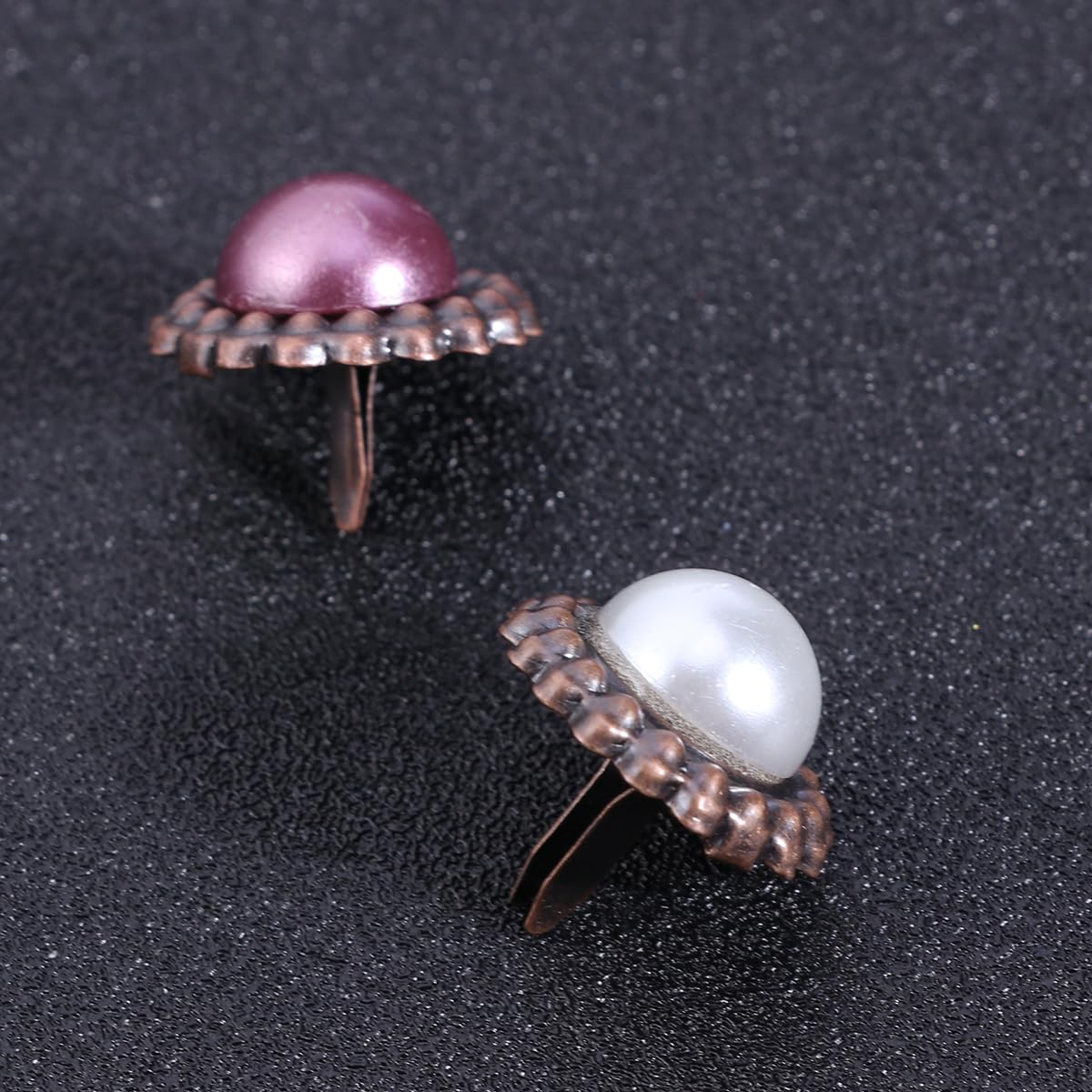 Vintage Pearl Metal Brads 20pcs - DIY Craft Fasteners for Scrapbooking & Card Making