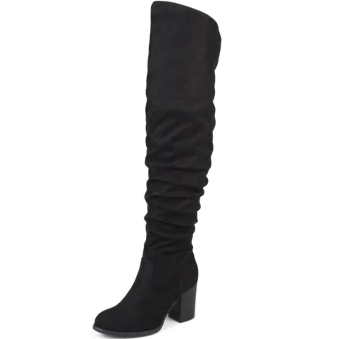 Journee Women's Wide Calf Kaison Boots - Black Leather Ankle Boots Size 10 | Comfortable & Stylish for Work, Casual Outfits & Winter Wear