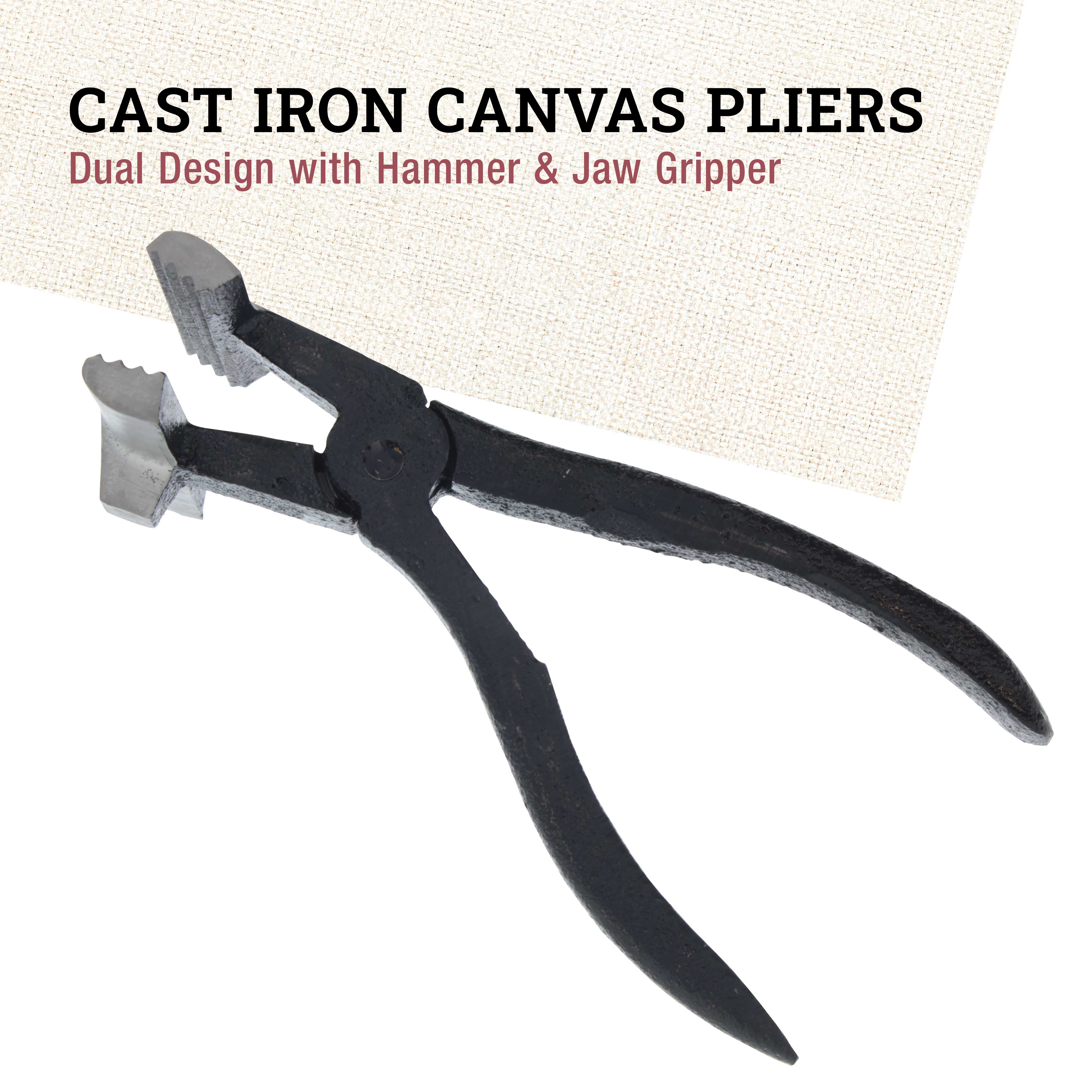 Iron Canvas Pliers - Dual Function Hammer & Jaw Gripper for DIY, Metalworking, and Home Repairs | Heavy Duty Tool for Artists, Welders, and Craftsmen
