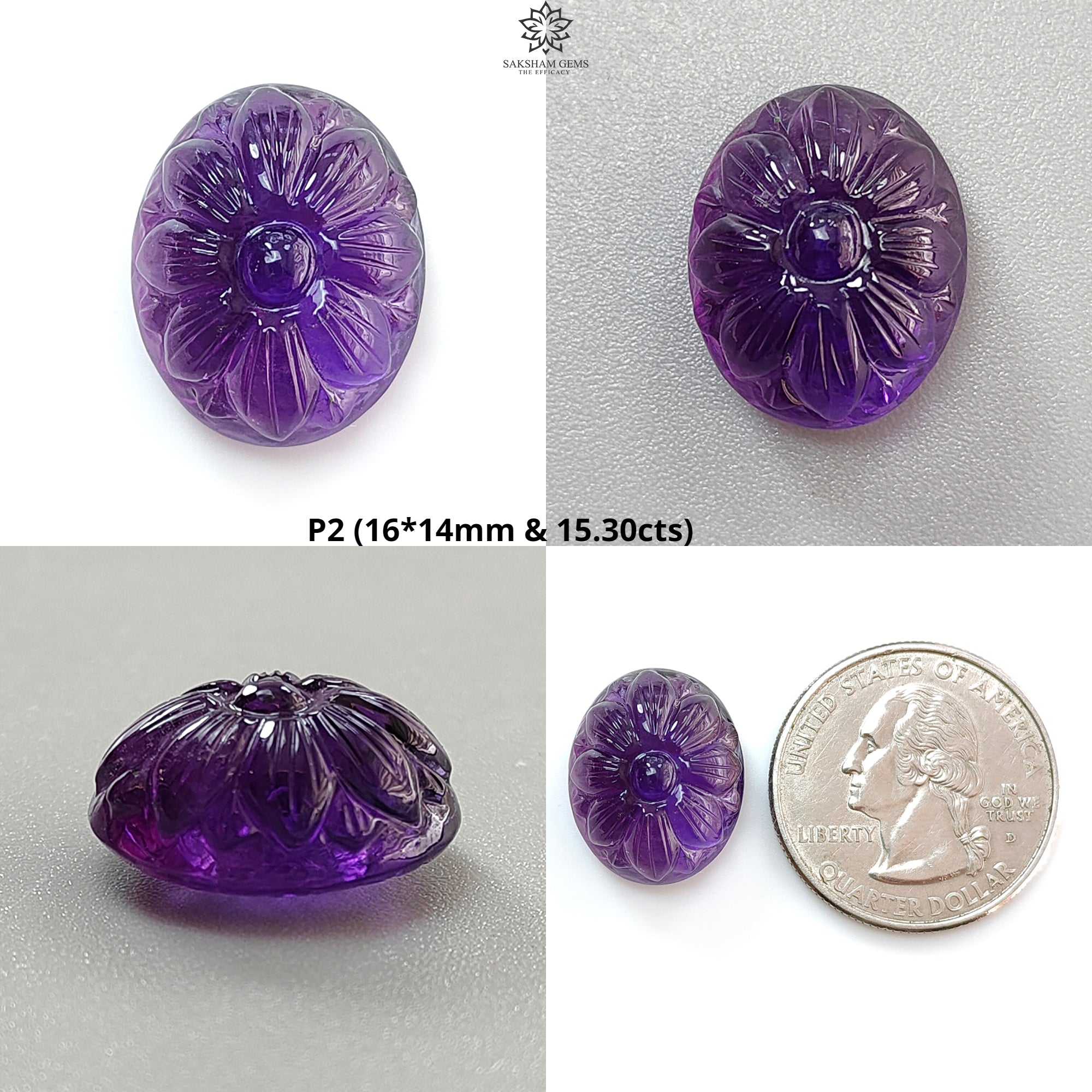 Natural Citrine & Amethyst Quartz Gemstone Carving - Untreated Oval Shape Handcrafted Jewelry Stone for Necklace, Ring & Spiritual Healing (1pc)