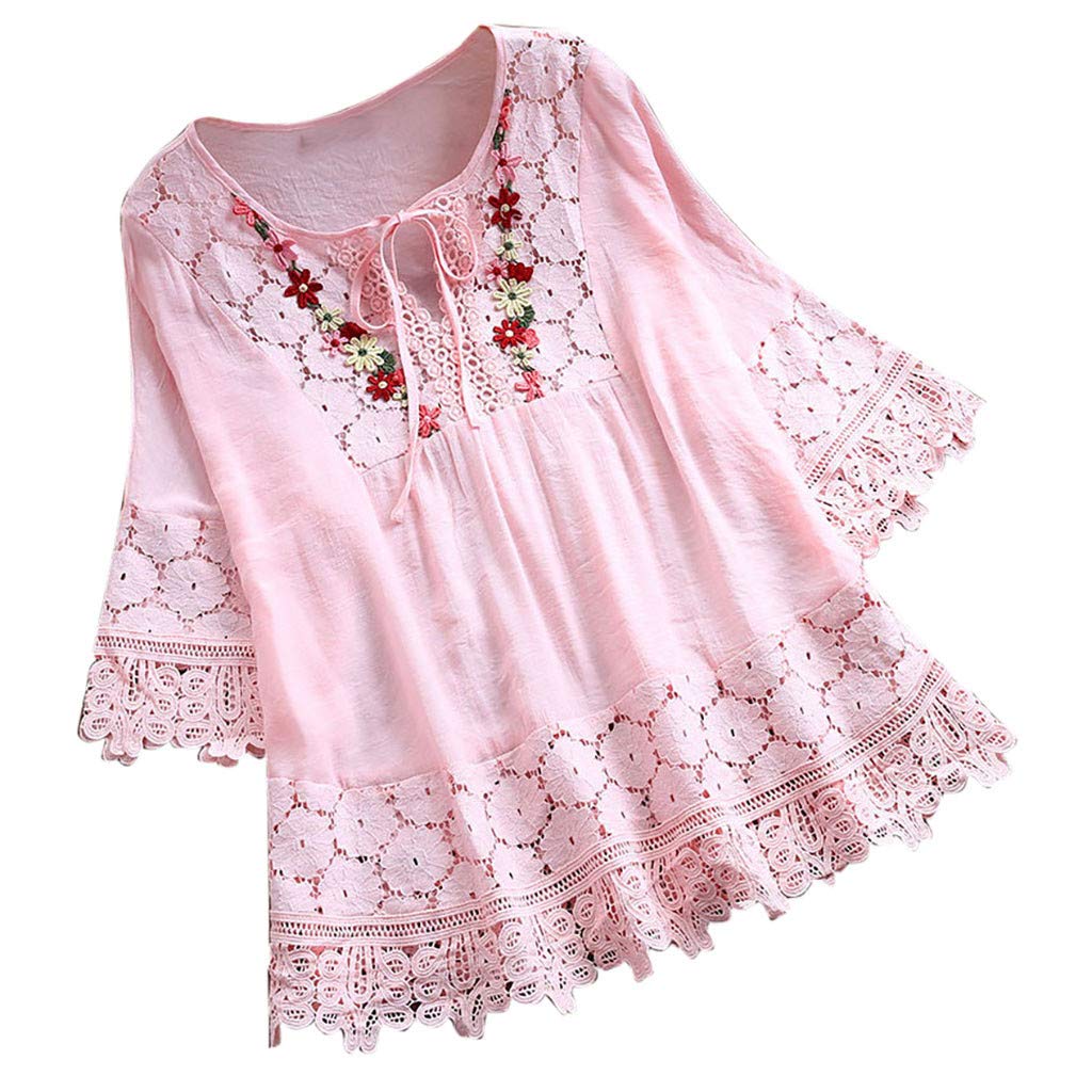Stylish Women's Long Sleeve Crewneck Blouse with Rhinestone Details - Loose Casual Pullover Top for Work, Date Night & Everyday Wear
