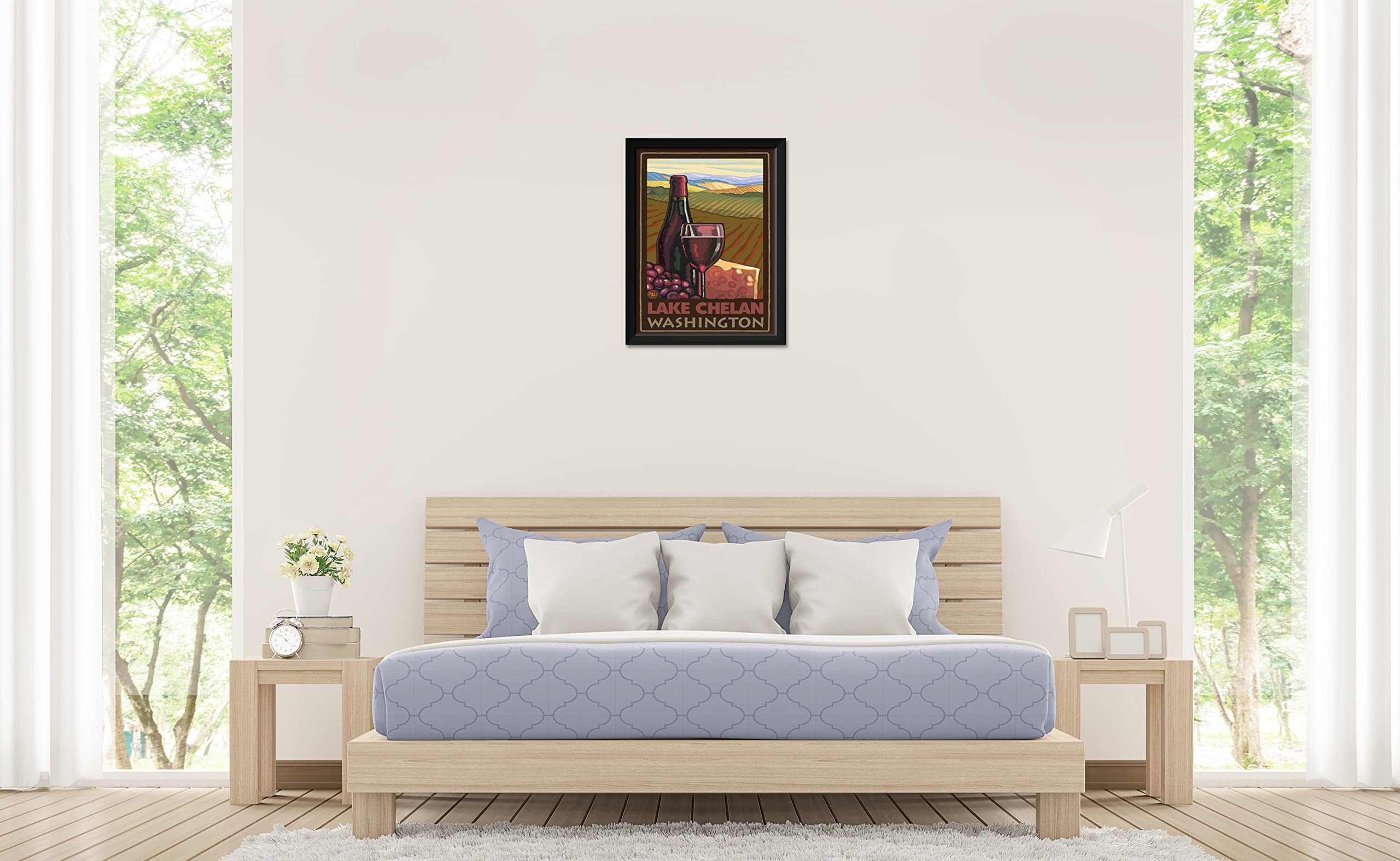 Professionally Framed Lake Chelan Washington Wine Country Art Print by Paul A. Lanquist - 20x26 Inch Wall Decor for Living Room, Office & Gift Giving