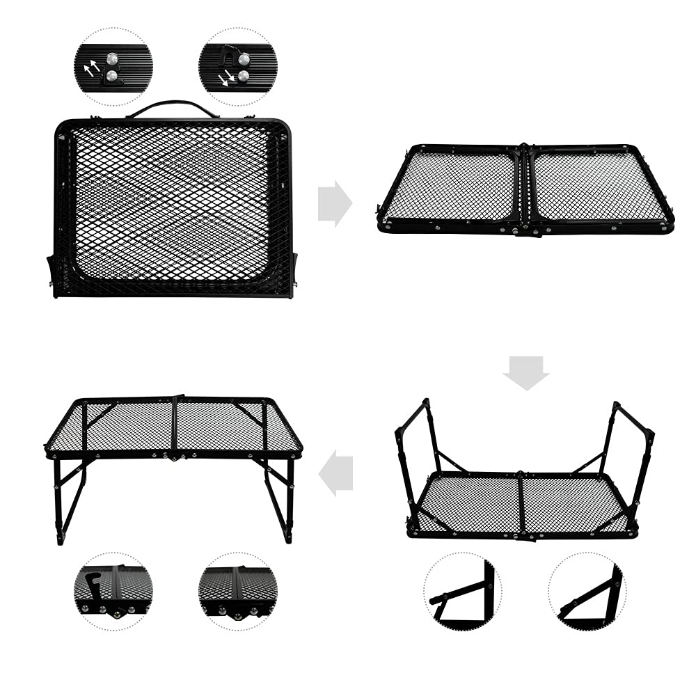Portable Camping Table - Small Foldable Adjustable Picnic Table for Outdoor, Beach, BBQ & Grilling | Lightweight Compact Design for Camping, Travel & Backyard Use