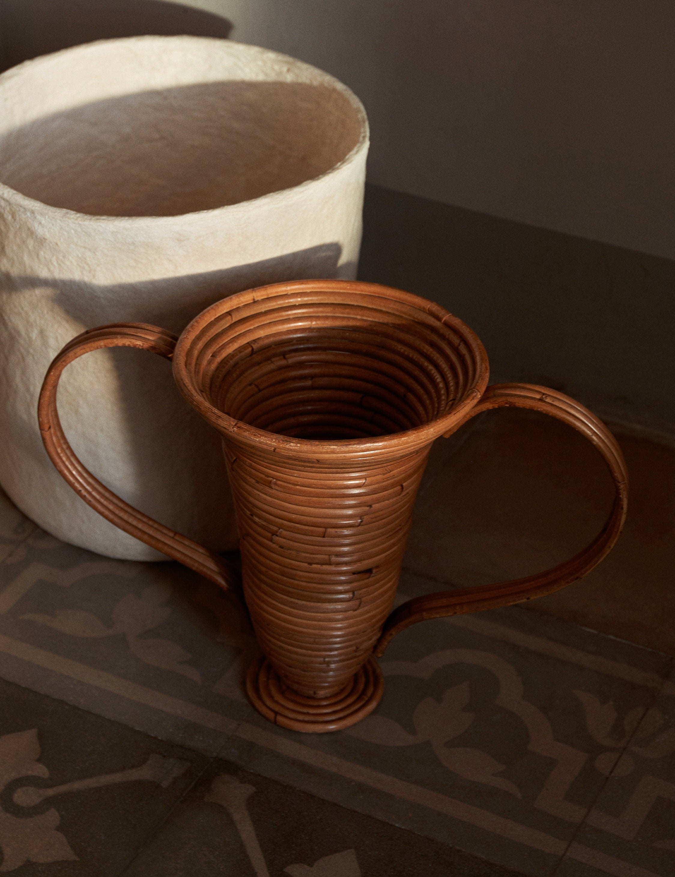 Ferm Living Amphora Decorative Rattan Vase - Handwoven Boho Home Decor for Living Room, Bedroom & Wedding Centerpieces