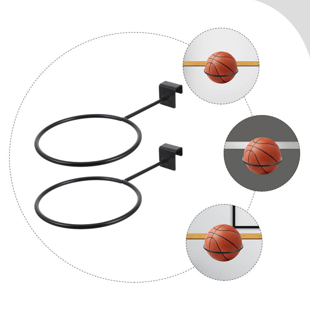 2pcs Metal Ball Rack - Wall Mount Basketball & Volleyball Holder for Sports & Fitness