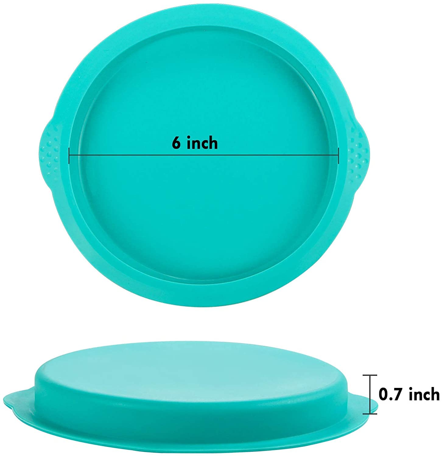 Rainbow Round Cake Pan Set - 6 Inch Non-Stick Silicone Baking Molds (5-Piece) for Cakes, Cupcakes, Pancakes & Pizza - Perfect for Birthday Parties, Baking Classes & Home Kitchen Use
