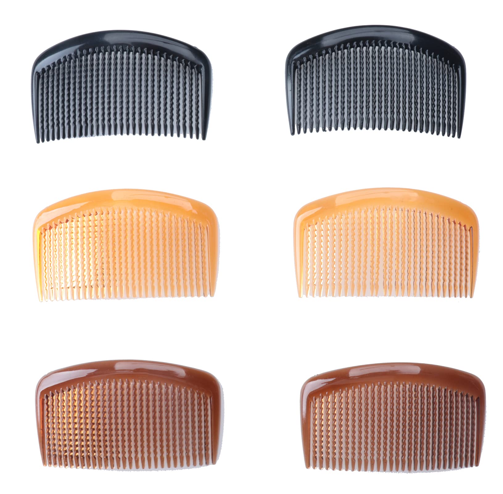 6-Piece Vintage French Hair Side Combs - 29 Teeth Coffee & Brown Plastic Twist Hair Clips for Women & Girls - Perfect for Long, Fine & Curly Hair Styling, DIY Hair Accessories & Decorative Updos