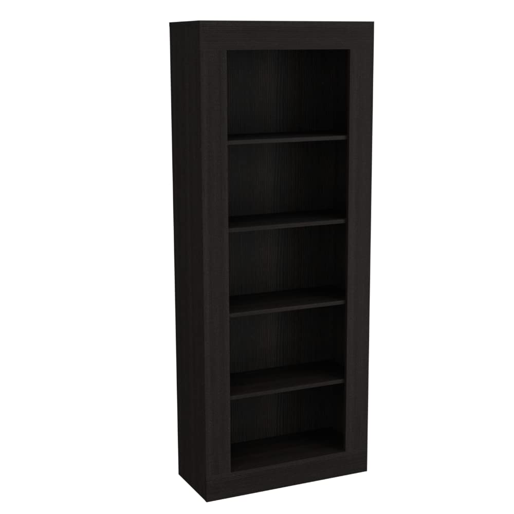 Tuhome Andina Bookcase Black - Modern Wooden Bookshelf for Home Office, Living Room & Bedroom Storage Organizer