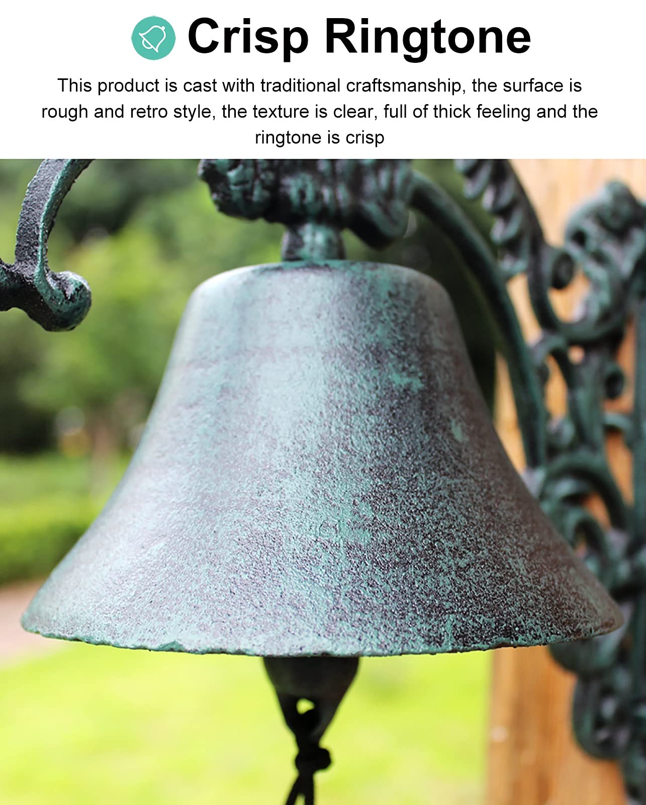 **Heavy Duty Cast Iron Wall Mounted Dinner Bell - Classic Garden, Patio, Villa & Cafe Decor - Indoor/Outdoor Use with 3 Screws - Perfect for Farmhouse, Restaurants & Outdoor Gatherings**