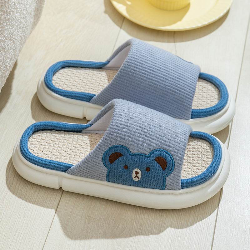 Soft & Cozy Bunny Linen Slippers for Women - Breathable Home Shoes with Non-Slip Sole - Perfect for Indoor Relaxation, Lounge Wear & Spa Days