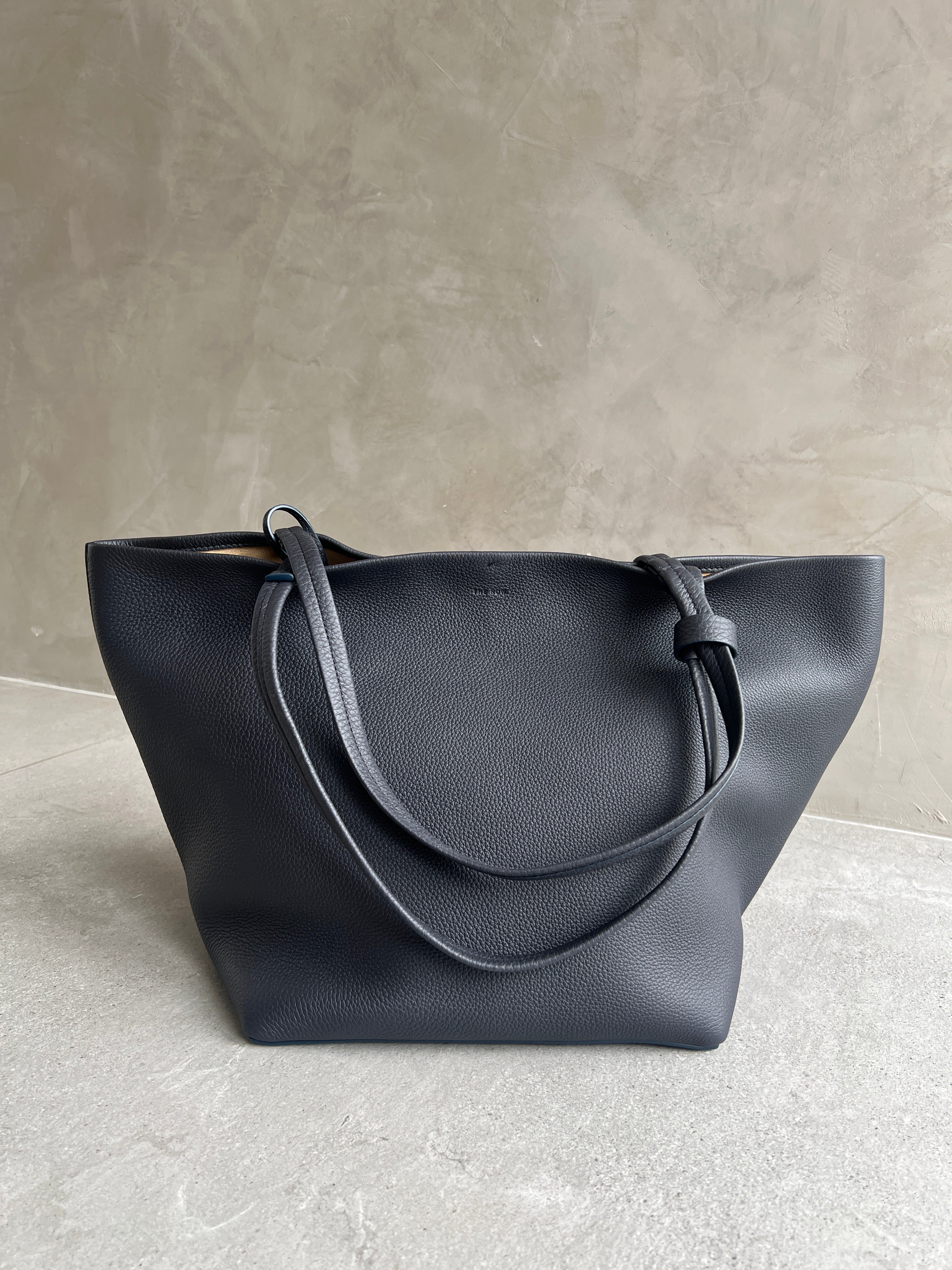 Premium Leather Park Tote Three - Stylish Grained Marine Blue Handbag for Women | Perfect for Work, Travel & Everyday Use