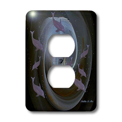3dRose LLC lsp_9164_6 Dolphins A - Decorative 2 Plug Outlet Cover for Home & Office - Safe Wall Plate Cover for Kids & Pets - Perfect for Beach House, Nursery or Ocean Theme Decor