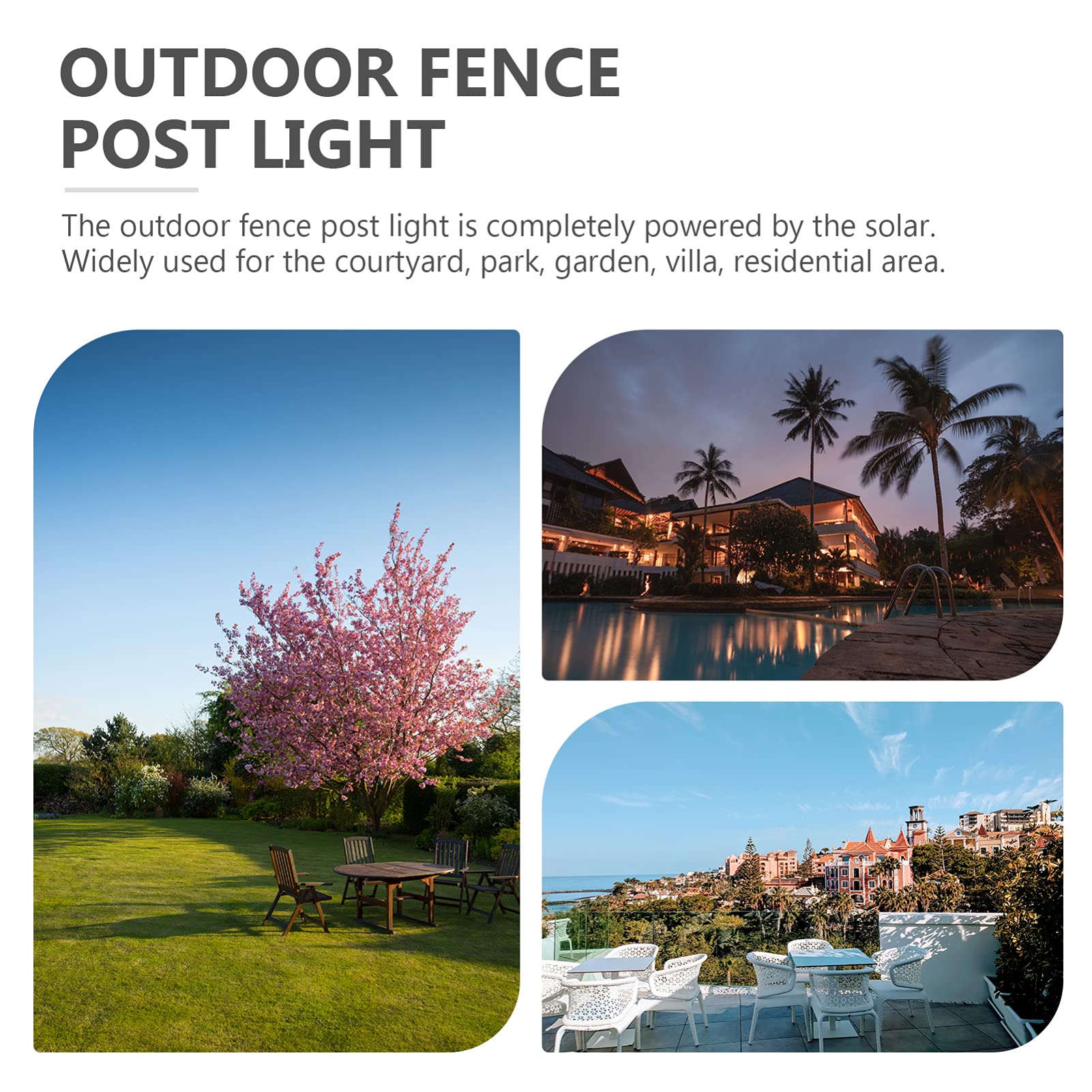 OSALADI 2 Pack Solar Post Lights Outdoor - Waterproof LED Solar Pillar Lamps for Garden, Pathway, Patio, Yard & Landscape Decoration - Dusk to Dawn Auto On/Off Lighting for Home & Commercial Use