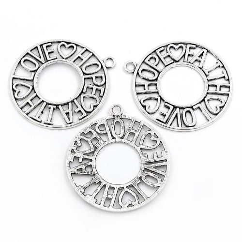 Sexy Sparkles Love Hope Faith Charm Pendant Necklace for Women - Sterling Silver Inspirational Jewelry Gift for Valentine's Day, Anniversary & Special Occasions