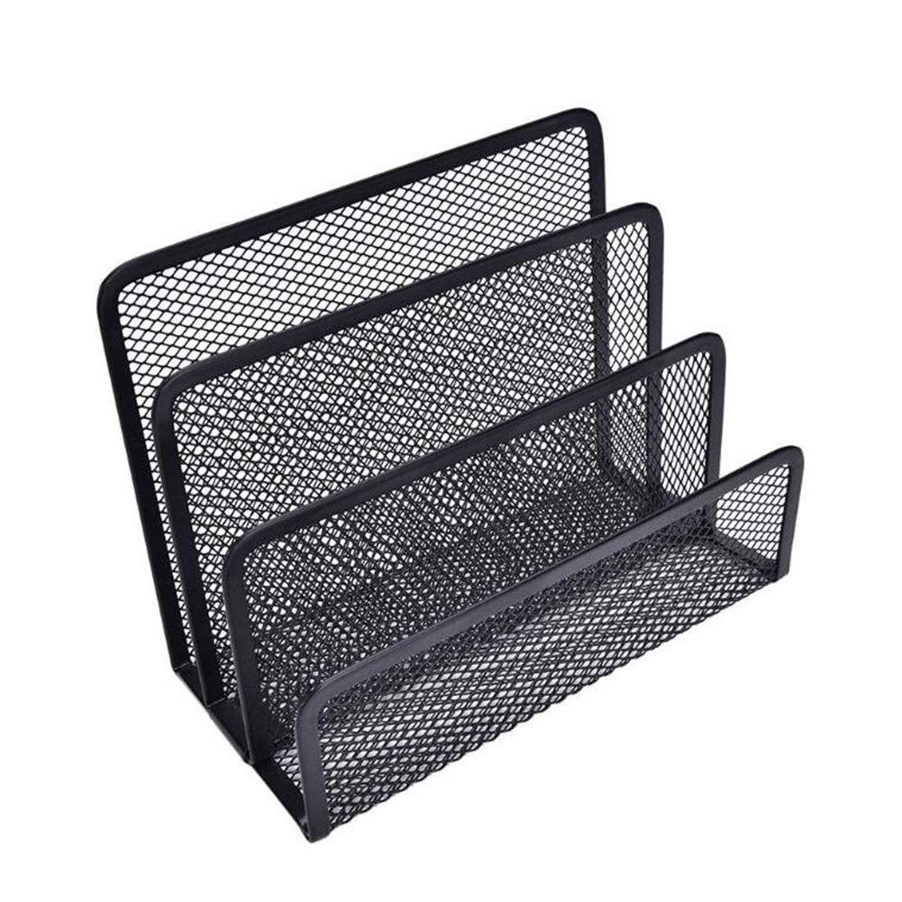 VALINK 4-Cell Black Metal Mesh Desk Organizer - Letter Sorter, Mail Tray & File Organizer for Office & Home - Perfect for Books, Pens, Pencils, Rulers & Stationery Storage - Ideal Workspace & Study Organization Solution