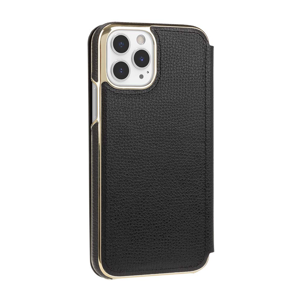 Kate Spade New York Black Leather Folio Case for iPhone 11 Pro with ID & Credit Card Holder - Stylish Protective Wallet Phone Cover for Work & Travel