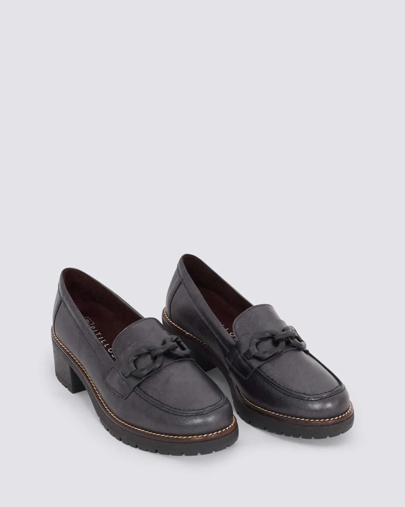 Pitillos 20025 Anthracite Leather Loafers for Men - Classic Comfortable Slip-On Dress Shoes for Office, Business & Casual Wear
