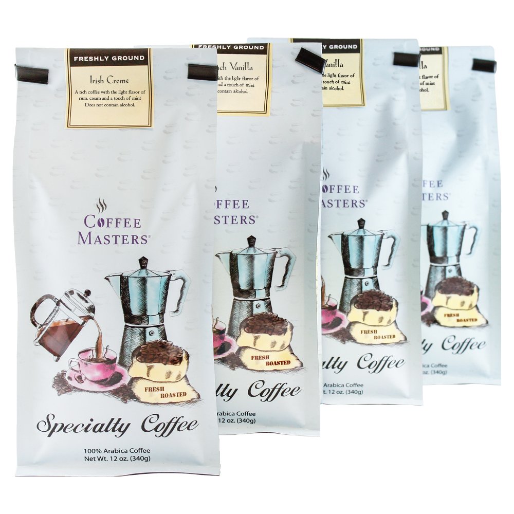 Irish Cream Flavored Ground Coffee - 12oz Bags (Pack of 4) | Premium Gourmet Coffee for Home Brewing, Office Use & Gift Giving | Rich & Smooth Taste Perfect for Morning Boost, Afternoon Break & Evening Relaxation